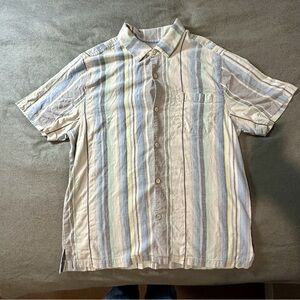 Tommy Bahama Men’s XL Short Sleeve Button-Up Shirt Striped Casual Beachwear
